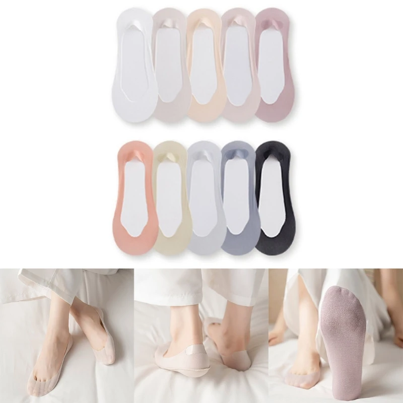 

Fashion Women Girls Summer Socks Multi-color Low Cut Sock Antiskid Invisible Boat Socks Non-slip 9 Color Can Choose