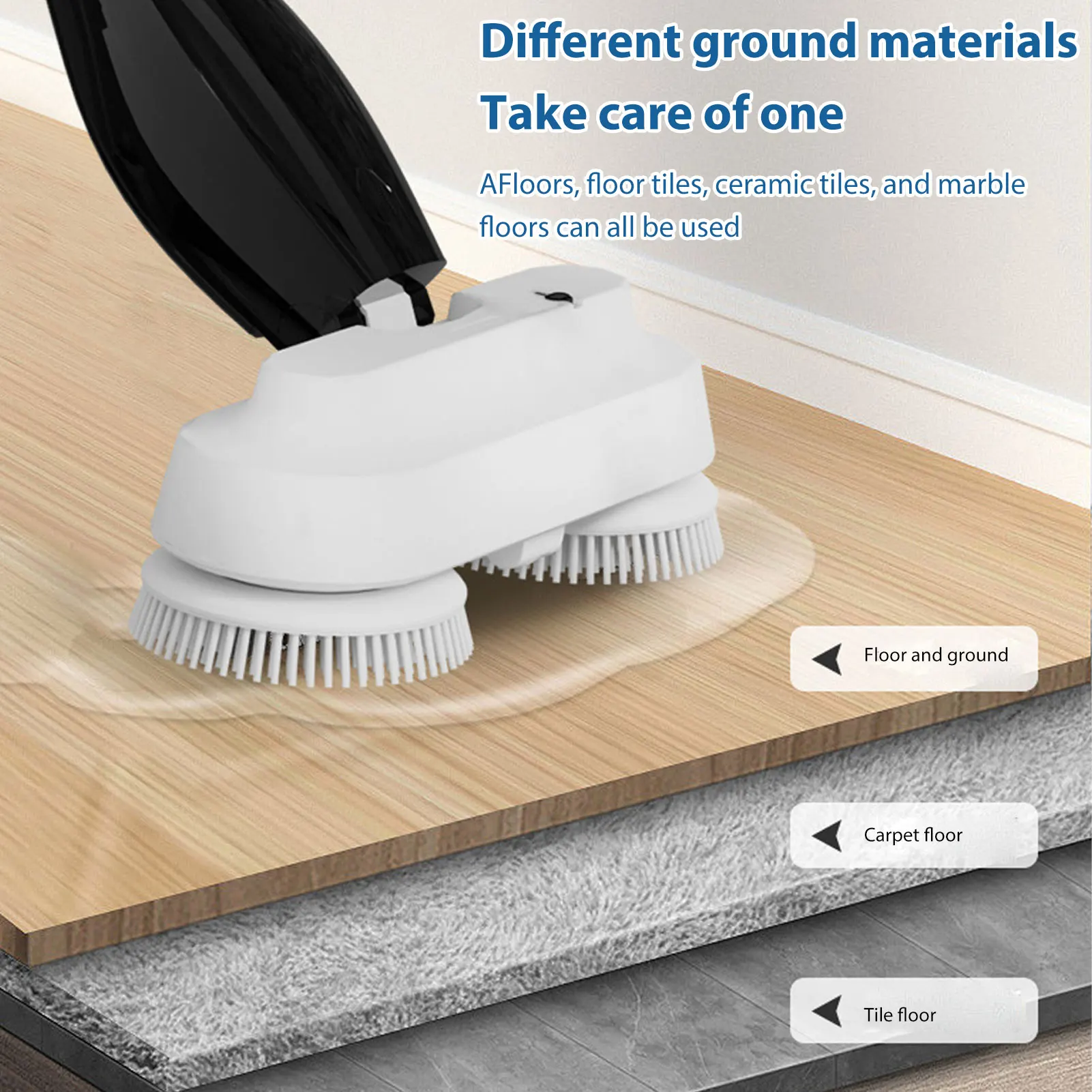 ممسحة تنظيف كهربائية متعددة الوظائف 2 في 1 رؤوس فرشاة 260 دورة في الدقيقة 800 مللي خزان 4000 مللي أمبير في الساعة 50 دقيقة مقبض قابل للتعديل