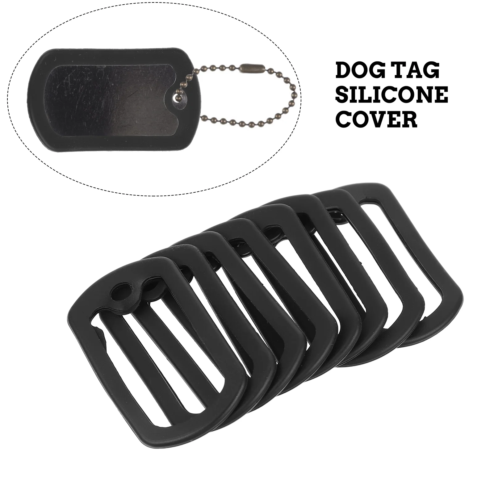 12pcs Black Silicone Dog Tag Cover Id Silicone Pet Tags Black Protector Necklace Men Rubber Stainless Steel Name Mute Mens