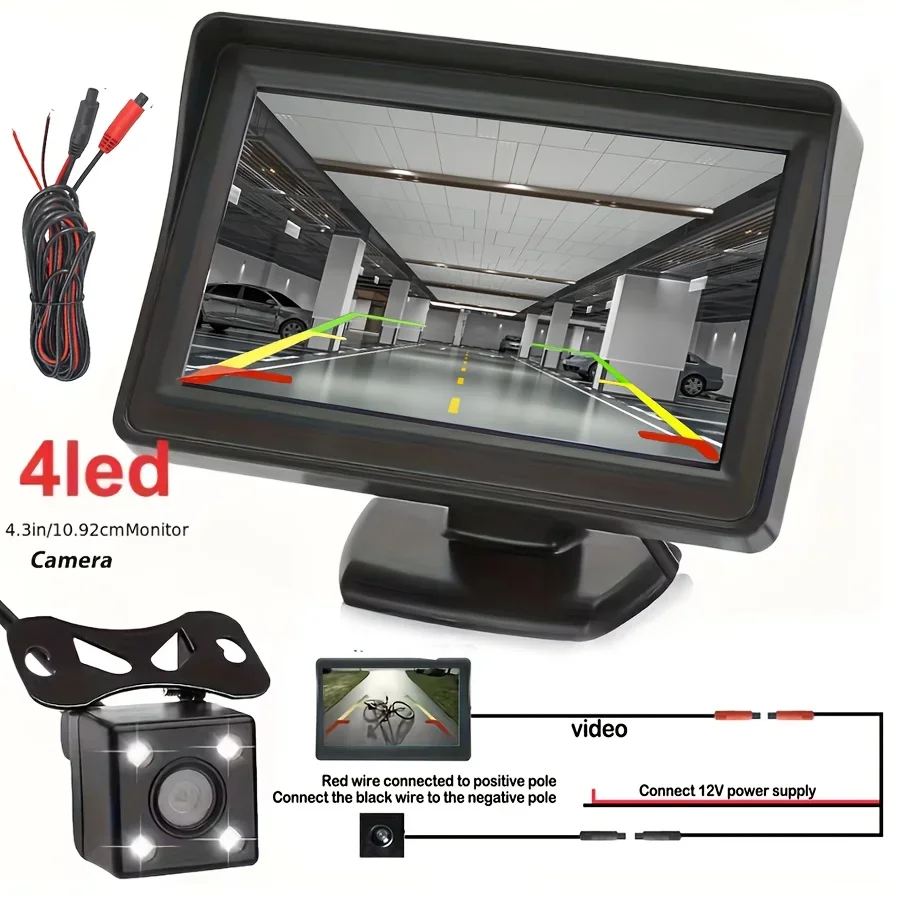 4.3inch Display the Reversing Image Backup Camera Car Rear View HD Parking System Night Vision +4.3