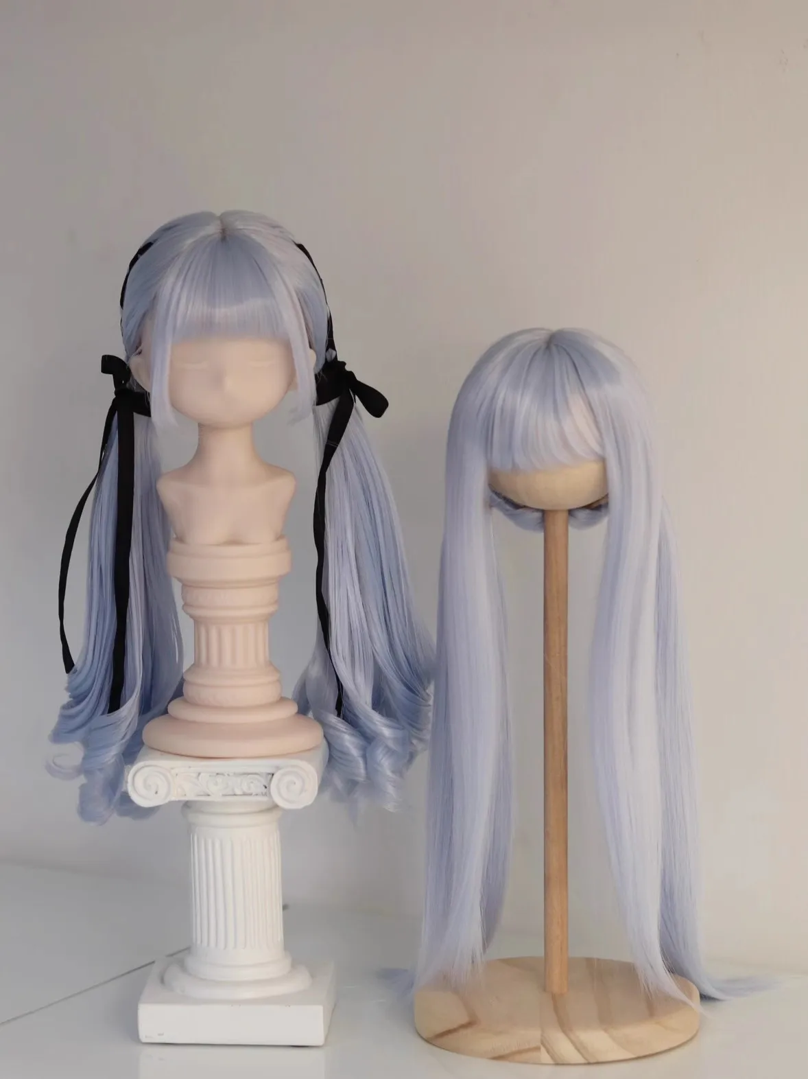 Double Ponytail Hair Wig Blank 1/3 1/4 In Stock BJD Long Straight Beautiful Girls High Temperature Silk Blue Doll Accessories