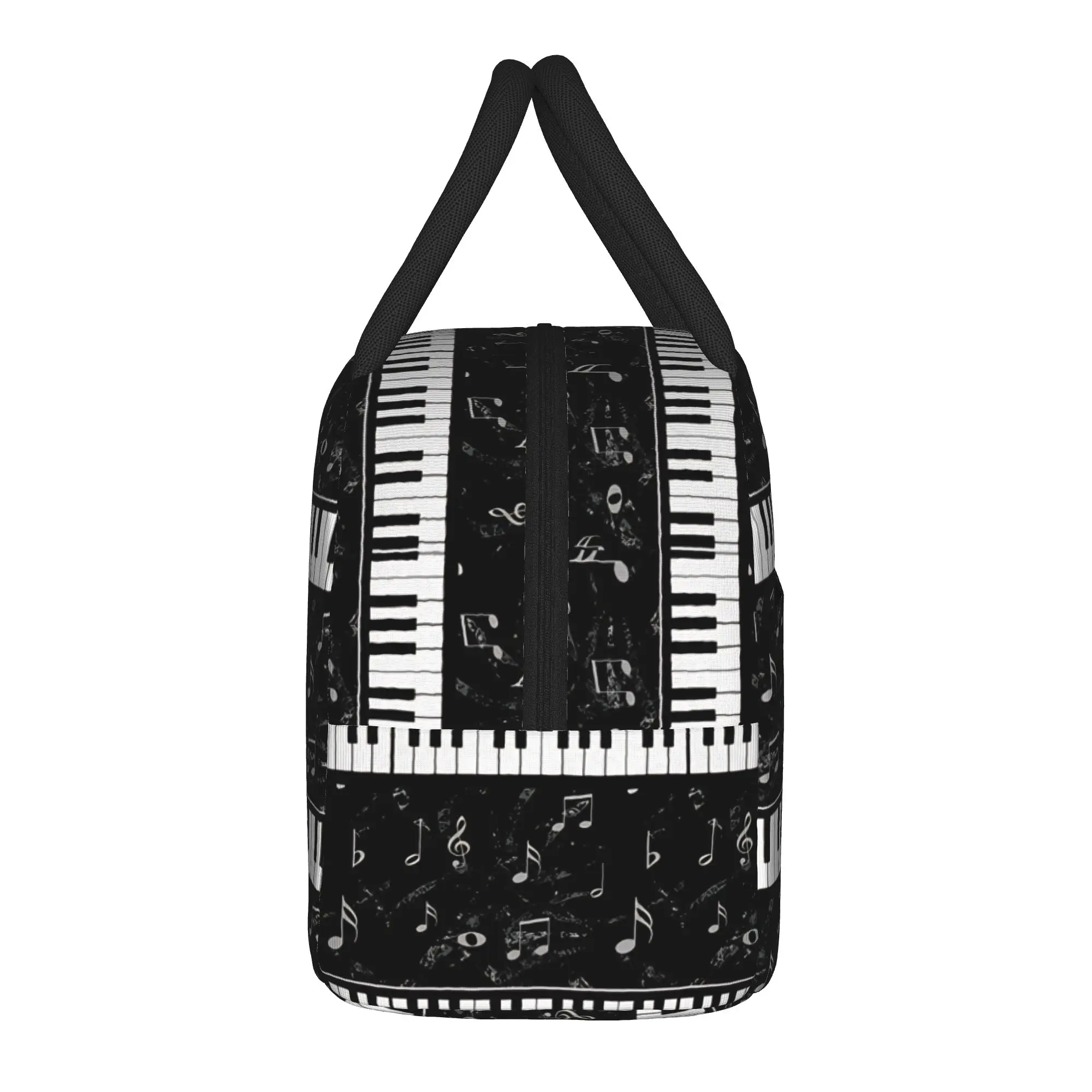 Piano Music Notes Pattern Insulated Lunch Bag Portable  Meal Container Thermal Bag Tote Lunch Box College  Travel Food Bag