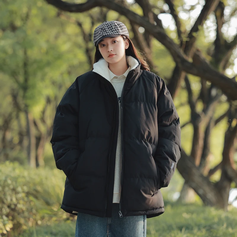 

Мужская зимняя утепленная хлопковая куртка свободного кроя с воротником-стойкой, теплая, молодежная, модная, из полиэфирного волокна, с длинными рукавами, на молнии