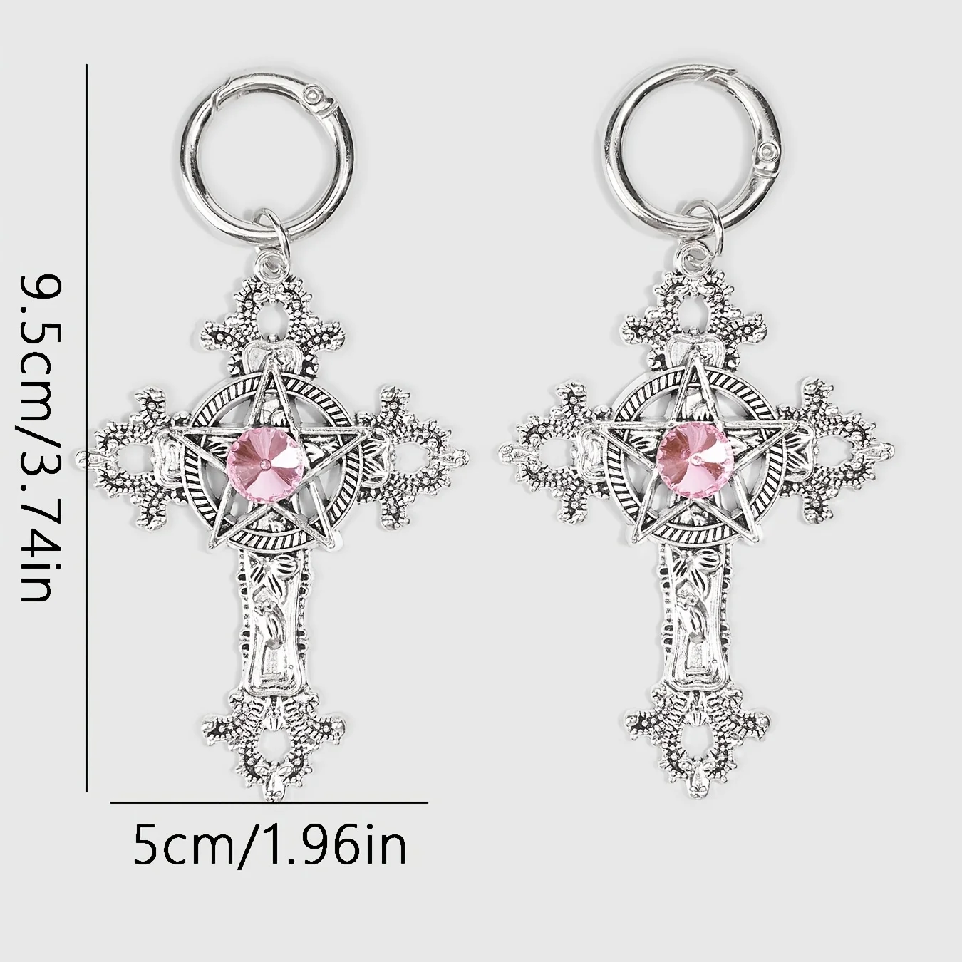 2 Pcs Vintage Gothic Carved Cross Pentagram Boot Charms, Suitable for Daily Wear, Halloween and Gift Giving
