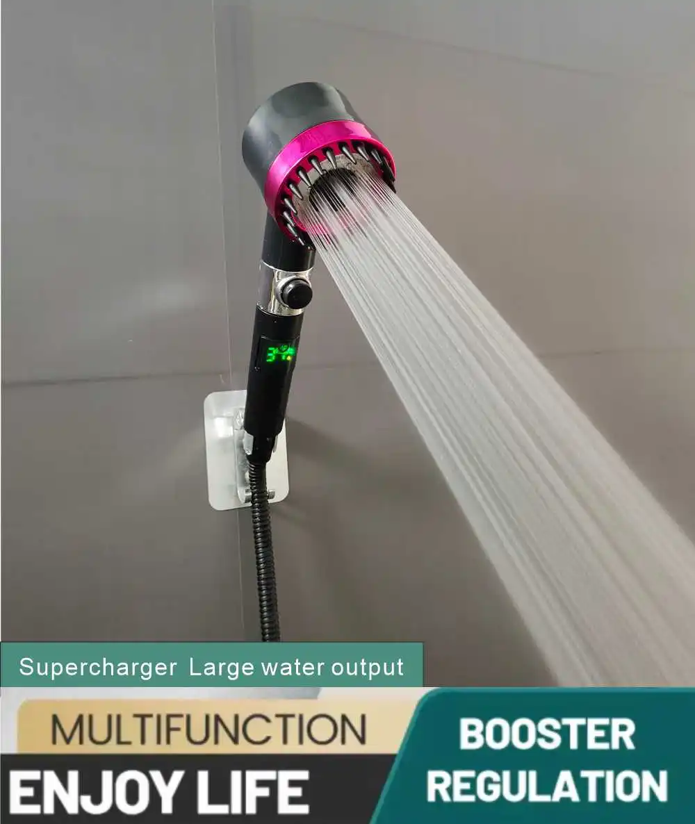 3 Modes Temperature Display Large Shower Head High Pressure Portable Filter Rainfall Faucet Tap Bathroom Innovative Accessories