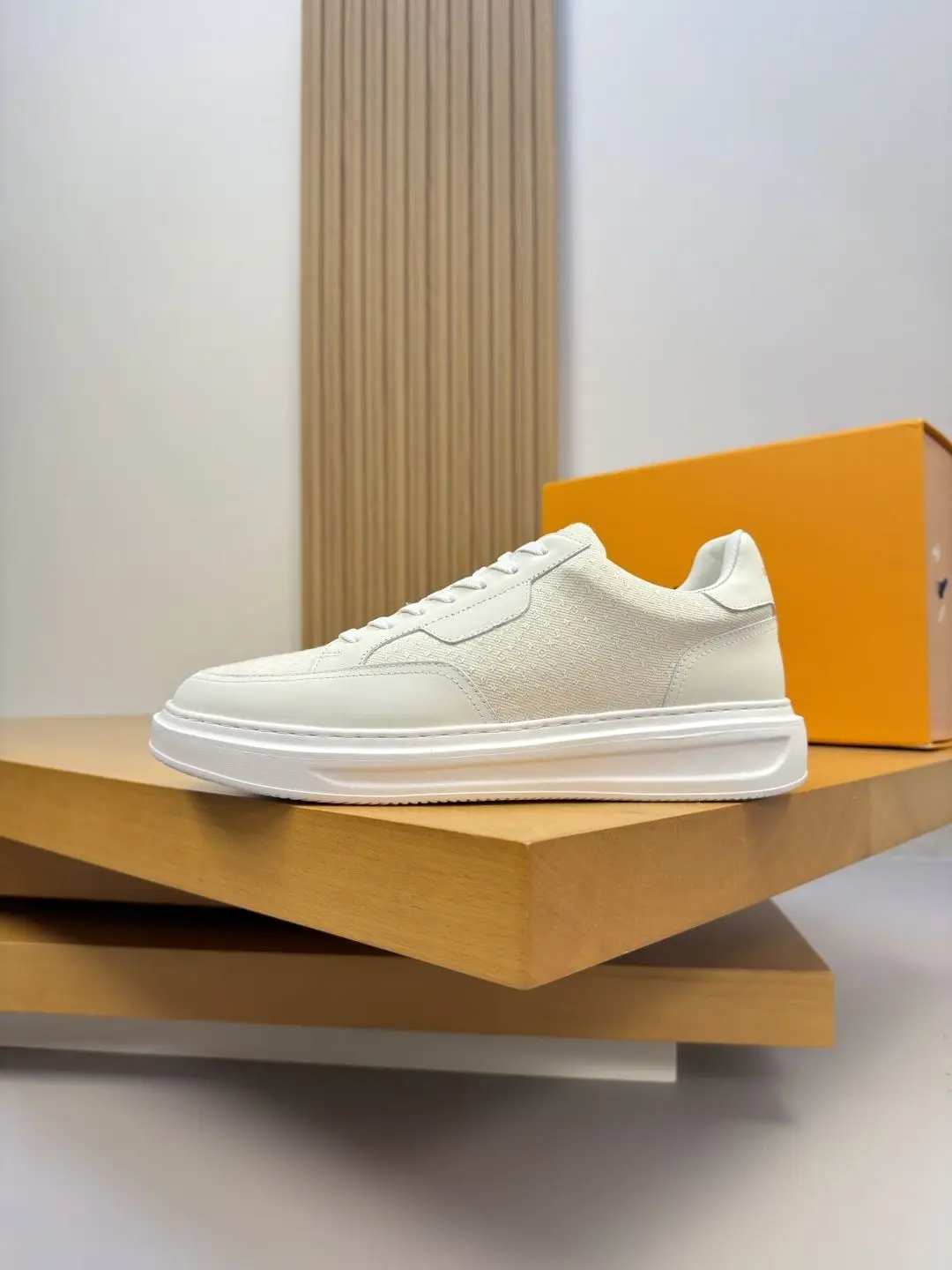 Men Women Off White Jacquard Patchwork Low Top Thick Sole Sneakers PU Fabric Splicing Casual Shoes Minimalist Couple Flat Lace-up Skateboard Shoes