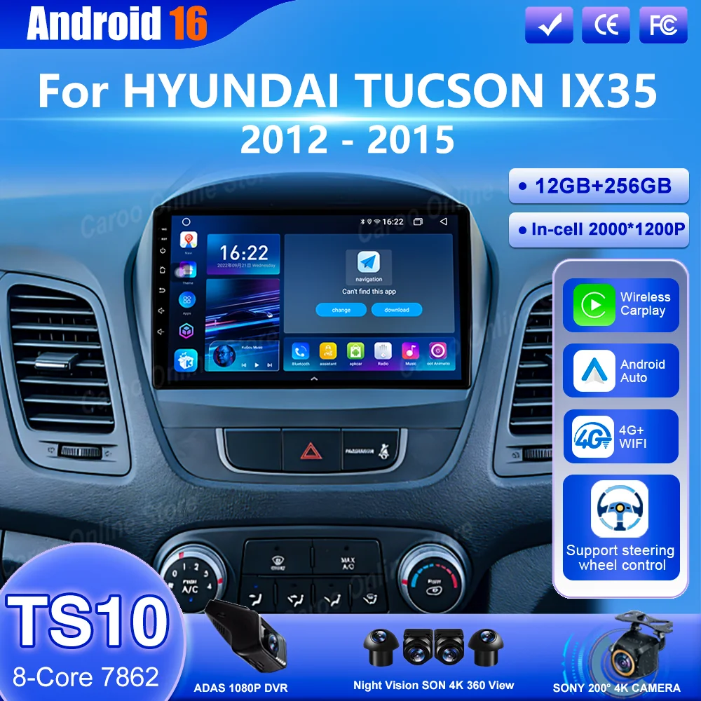 

Android 16 For HYUNDAI TUCSON IX35 2012 2013 2014 2015 Auto Multimedia Video Player Navigation GPS Head Unit Bluetooth WIFI 4G