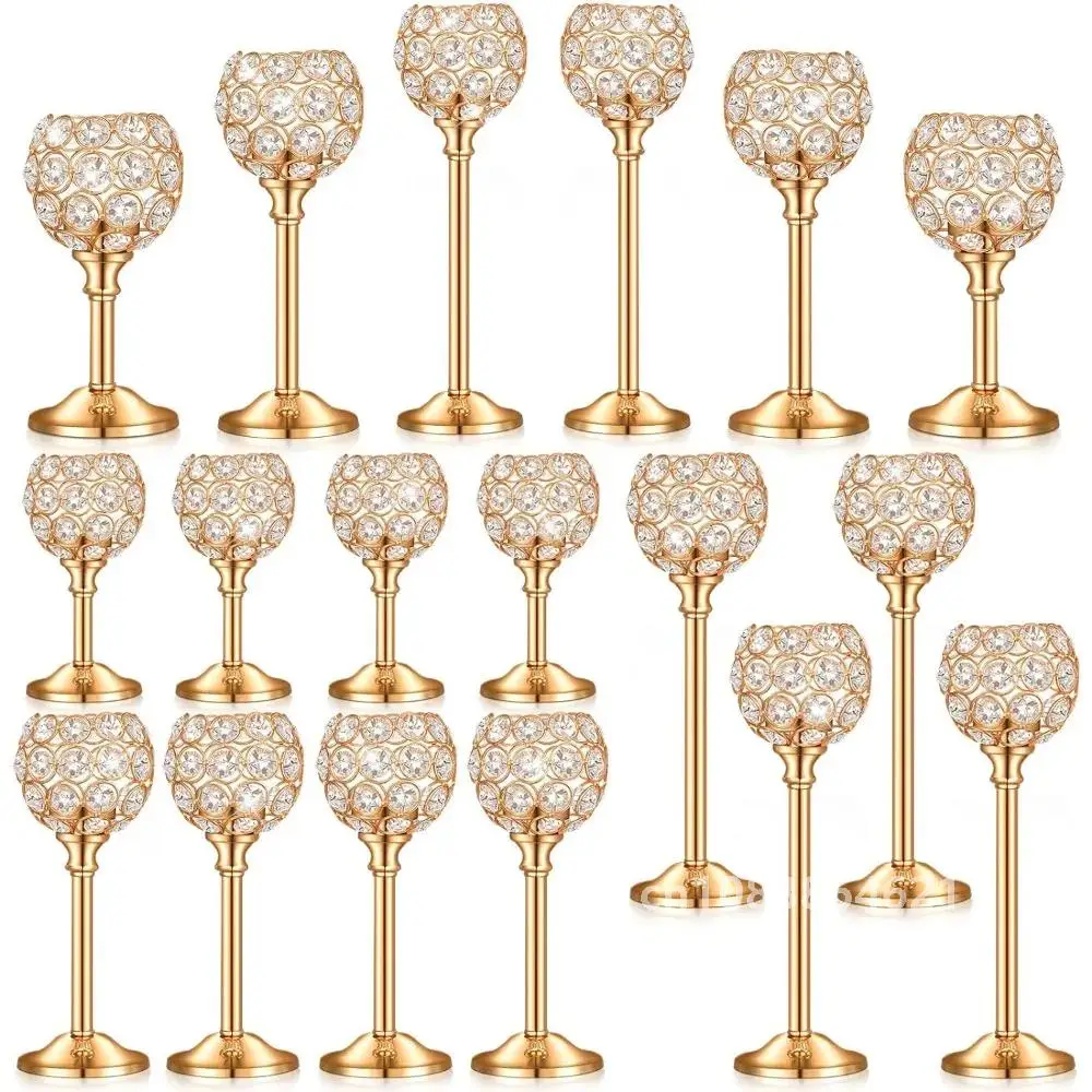 

18 Pieces Crystal Candle Holder Bulk Candle Stick Holder Center Decoration Table Wedding Center Decoration Home Candle Holder