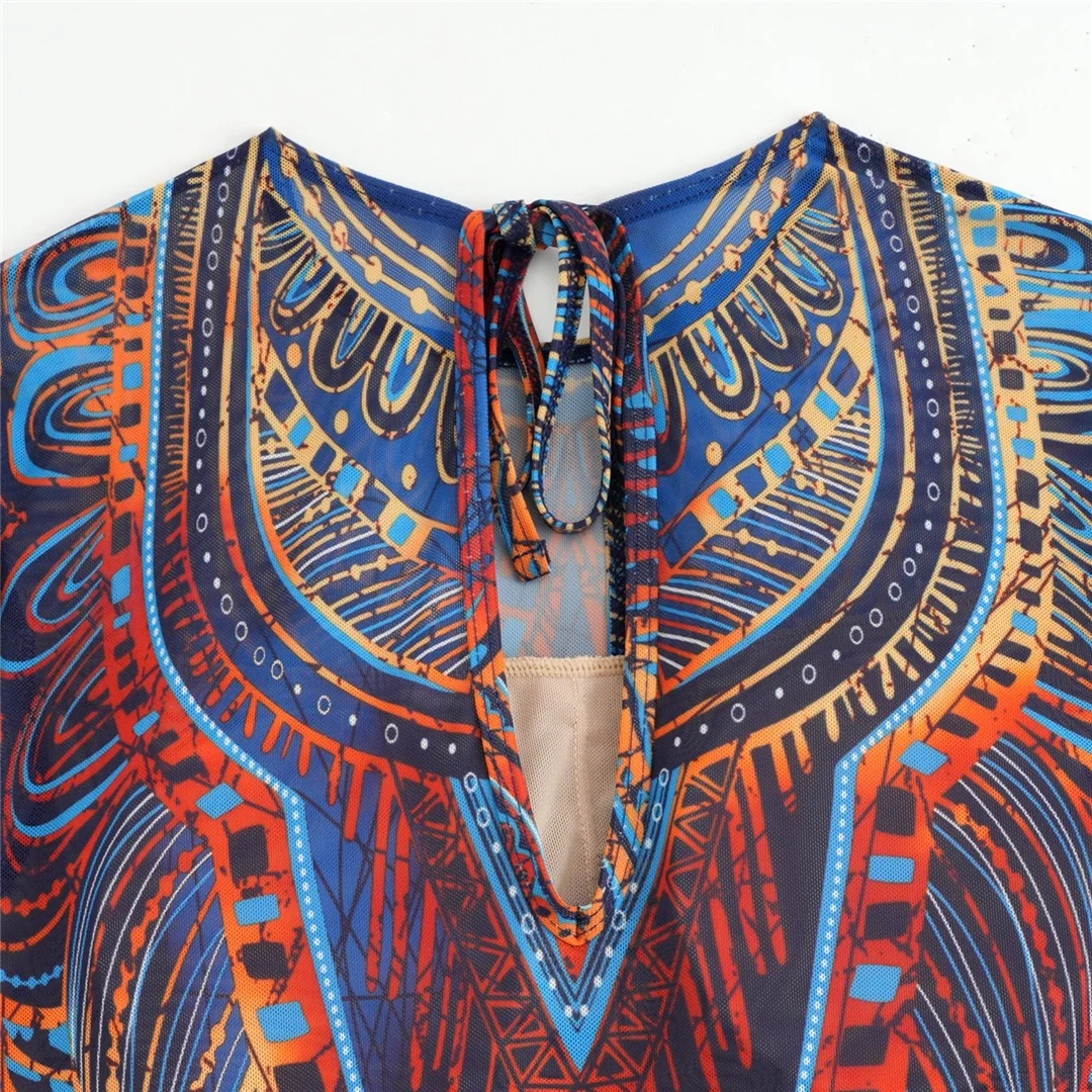 XS - XXL Bedruckter Langarm-Badeanzug mit Sarong, Damen-Badeanzug, einteiliger Badeanzug, weiblicher Badeanzug mit hohem Beinausschnitt, Badebekleidung, Badeanzug V7136 – Detail 11