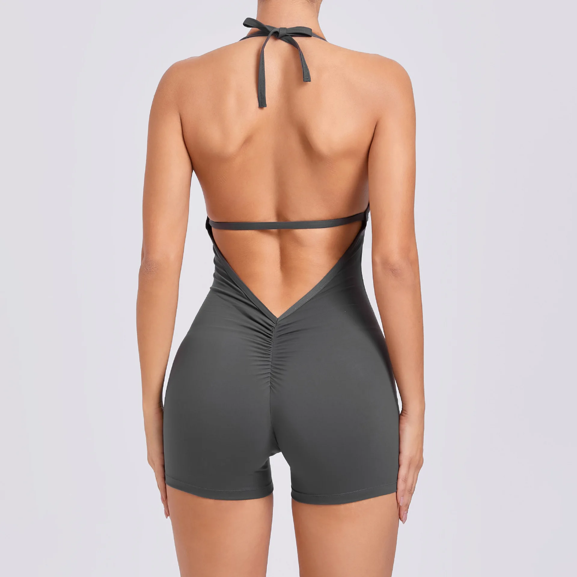 Jumpsuit punggung terbuka seksi Bodysuit olahraga Bodysuit Gym wanita Set olahraga baju olahraga wanita pakaian Yoga kebugaran satu potong setelan Yoga