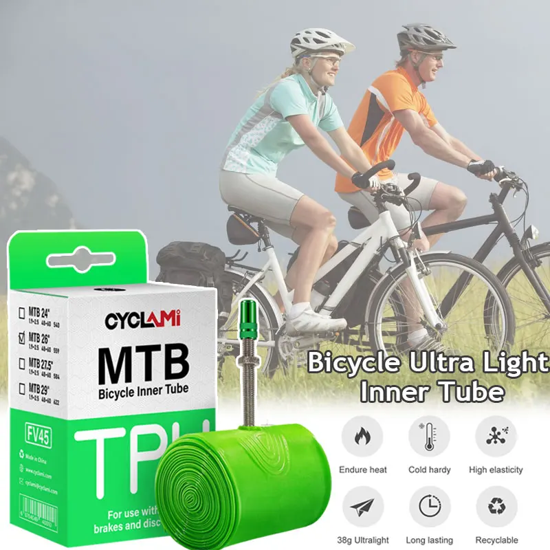 CYCLAMI Ultralight Bike Inner Tube 26 27.5 29 Inches MTB Bicycle TPU Material Tire 45mm French Valve Super Light Anti-Oxidation