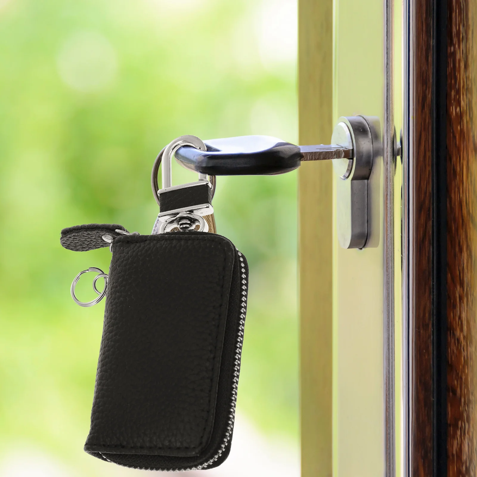 

1Pcs Car Key Bag Waist Pouch Zipper Key Case Organizer Compact Light Weight Protective Holder for Auto and Household