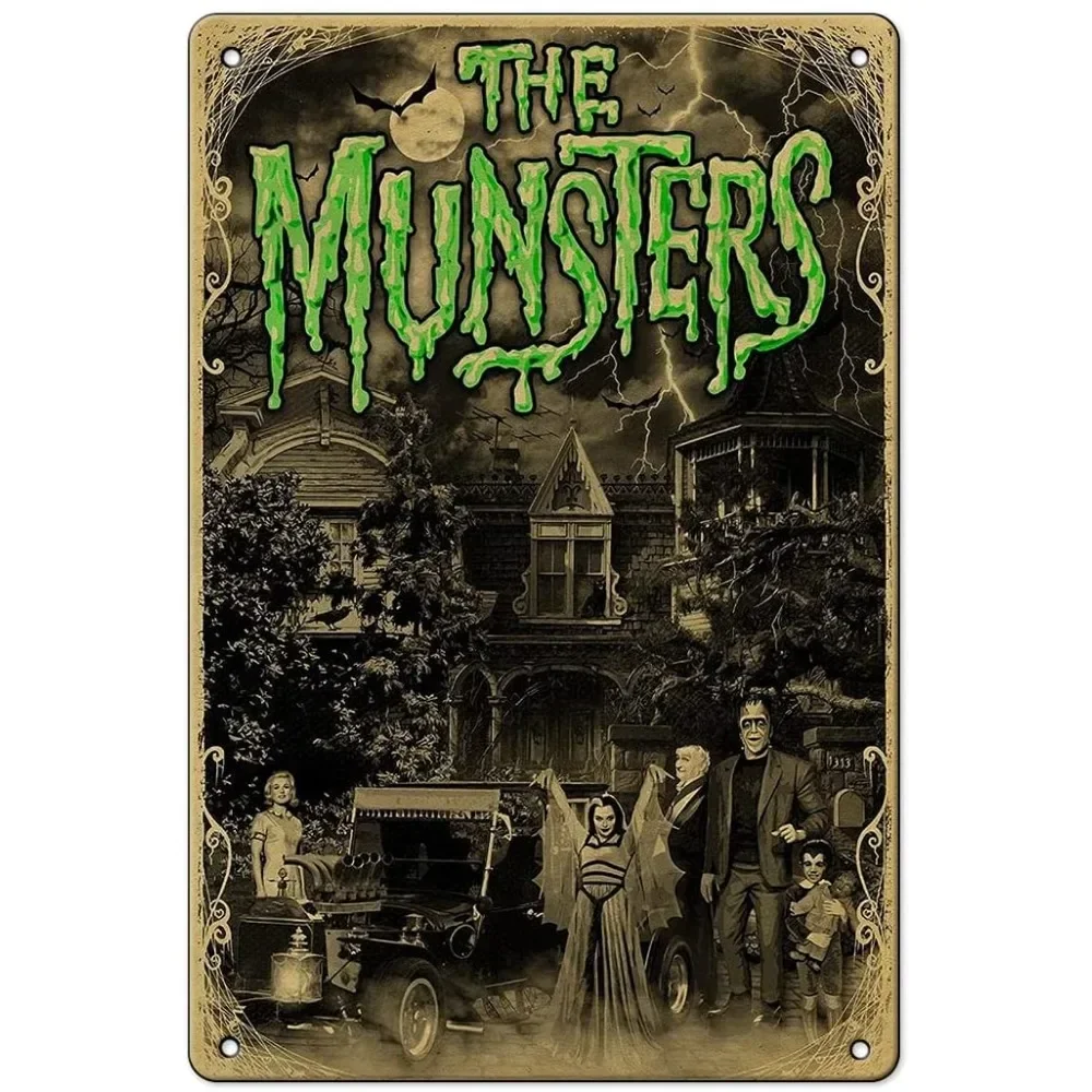 Metal Wall Sign Tin Sign (The Munsters) Premium Indoor and Outdoor Home Wall Decoration Rectangular Poster Plaque 8x12 Inches