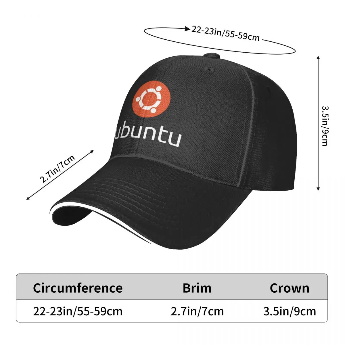 Topi Baseball Logo Ubuntu, katun Solid dapat disesuaikan, topi bisbol