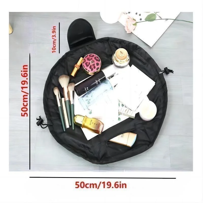 Lazy Drawstring Makeup Bag Organizer, Portable Travel Storage Pouch, Home Use Cosmetic Bag, Convenient and Durable Design