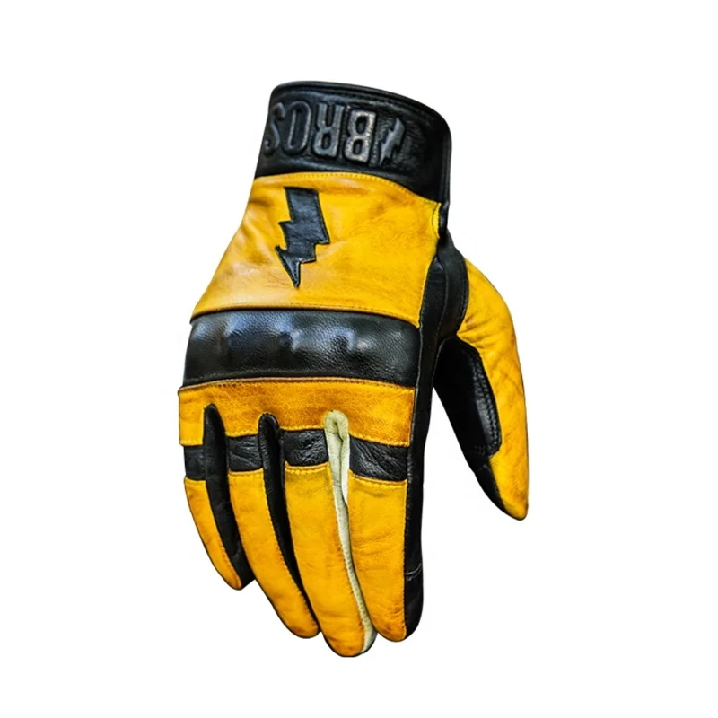 

Vintage Sheepskin & Cowhide Motorcycle Gloves With Knuckle Protection Spring/Fall Riding Accessories