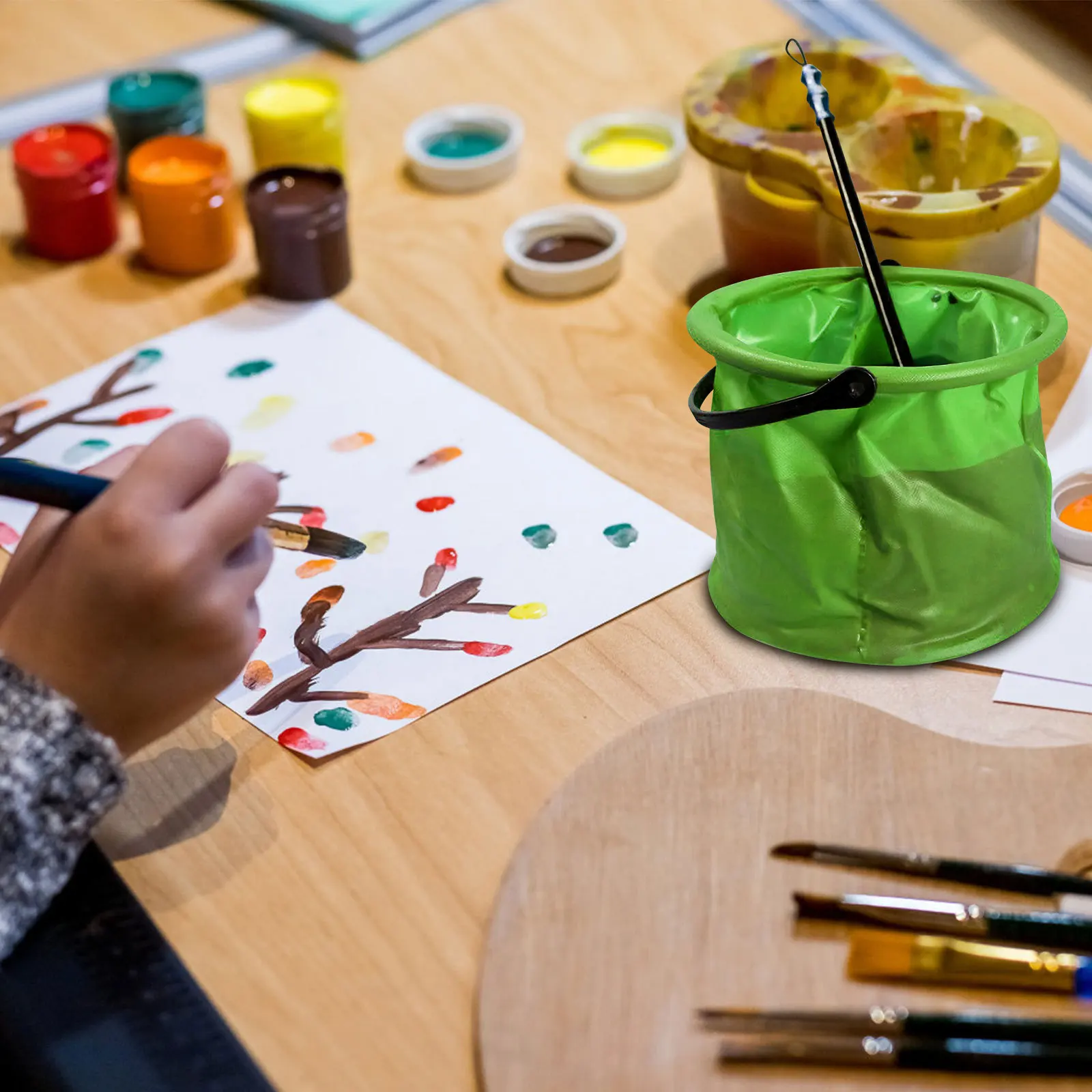 

4Pcs Foldable Fishing Bucket PVC Small Bucket Painting Pen Washer Portable Foldable Water Container Outdoor Use