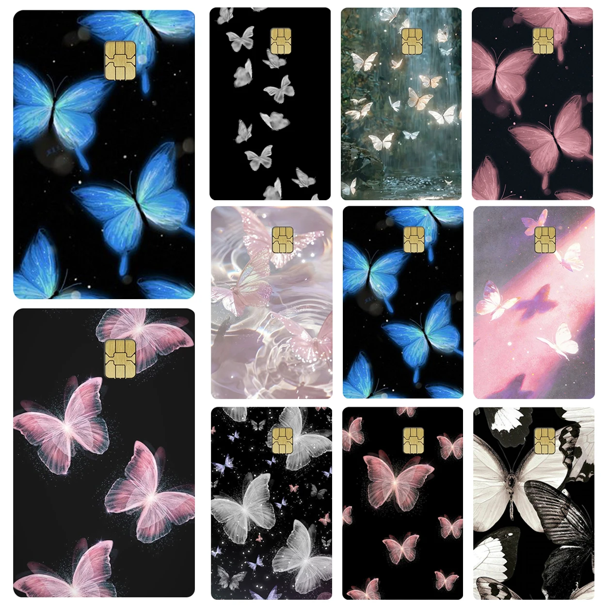 Dreamland Fashion Girly Matte Butterfly Pvc Skin Stickers for Credit Debit Visa Bank Card Kawaii Film Protective Sticker Decal