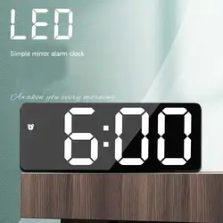 Alarm Clock Digital Morning Wake Up Bedside Thermometer Voice Control Snooze Adjustable Desktop Date Calendar