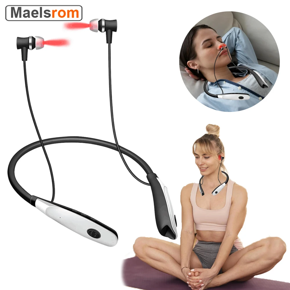 

650nm Ear Canal Nose Laser Therapy Device Rechargeable Neck-hanging Earplug for Tinnitus Relief Otitis Media Deafness Diabetes