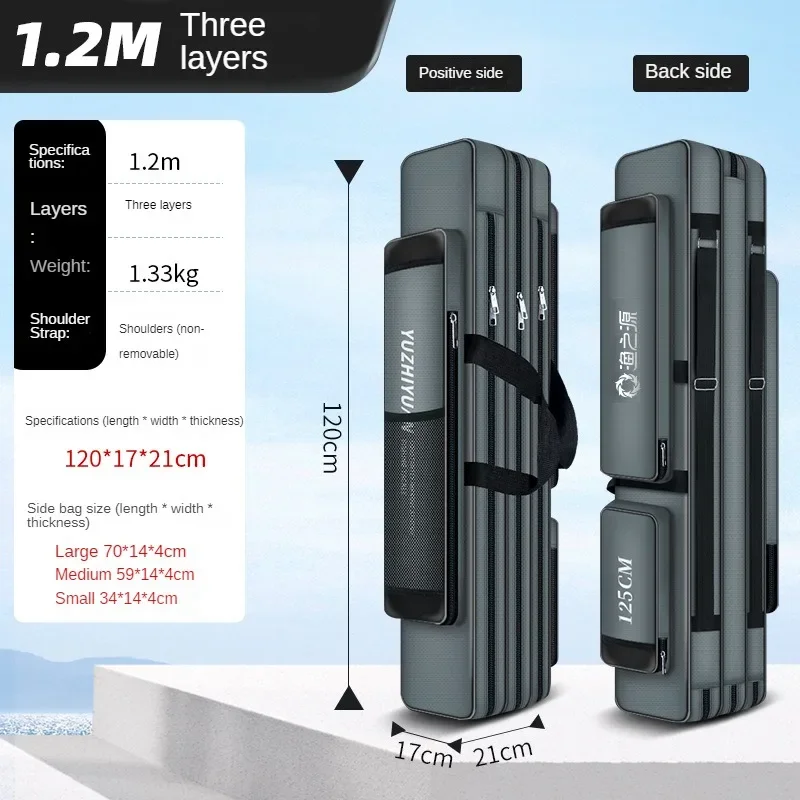 Hengel Tas Vistuig Lichtgewicht Multi-Functionele Hengel Tas Drielaagse Grote Capaciteit Verdikte Grote Buik Vissen