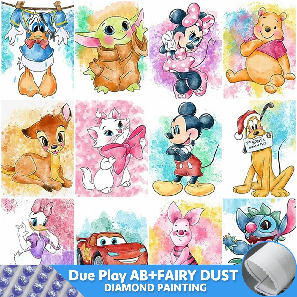 Disney Fairy Dust AB Diamond Painting 5D Embroidery Lilo Stitch New Collection 2024 Cartoon Yoda Rhinestone Pictures Mosaic Art