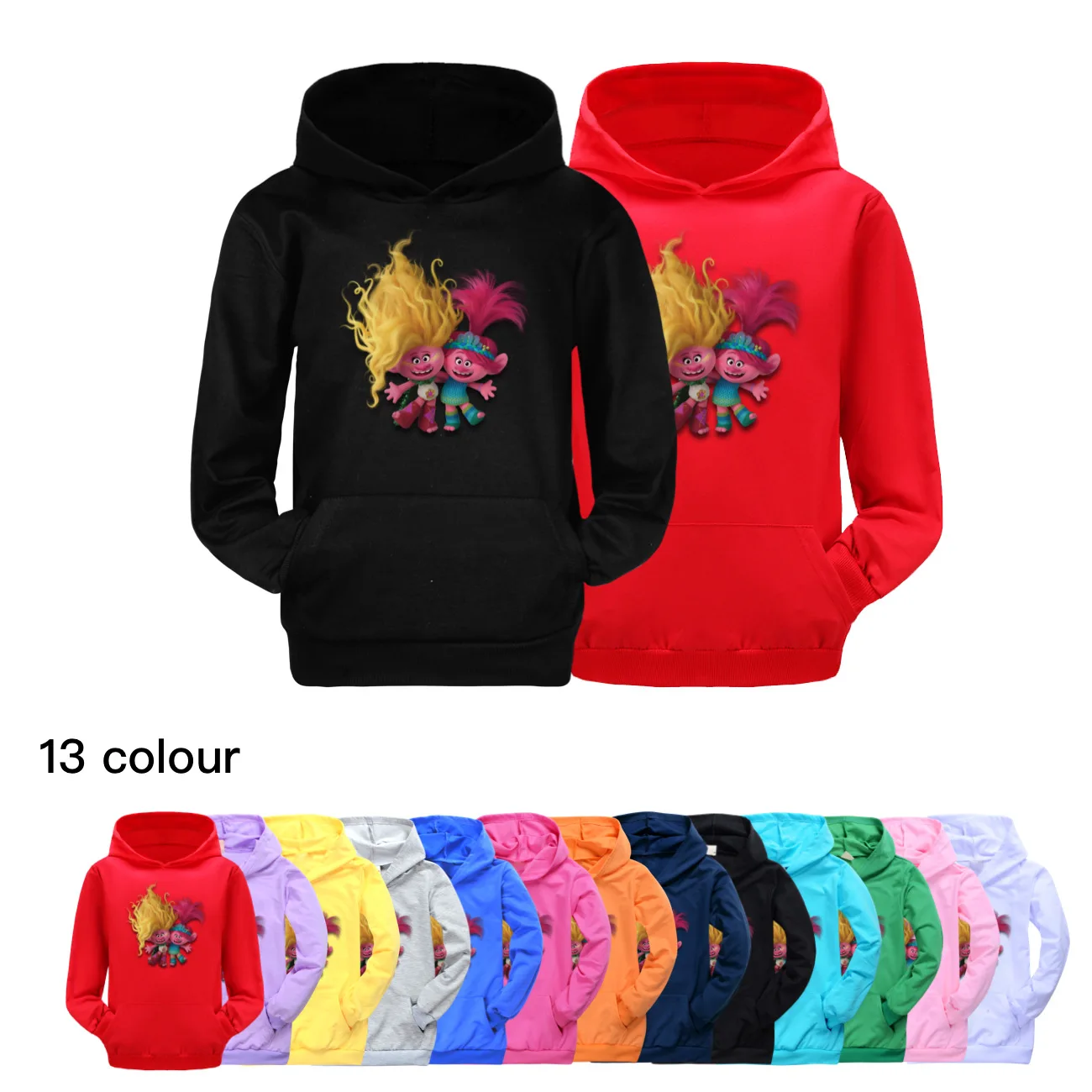 TROLLS' WORLD TOUR Hoodies for Teen Girls Cotton Toddler Fall Clothes Casual Pocket Sweater Boys Kids Hoodie Baby Sweatershirt