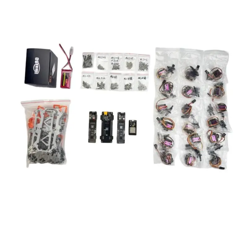 ESP32 Hexapod Robot NodeMCU32S Main Control 3D Printing DIY Design Silver Orange Mechanical Kit a Full Set of Loose Parts (w