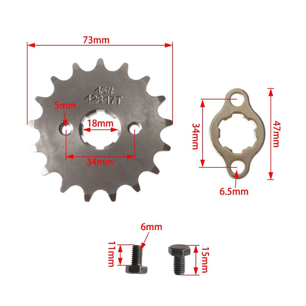 Motorcycle 428# 20mm 17T Teeth Front Engine Sprocket For ATV Dirt Bike Monkey Dax Bike Go Kart Quad Moto Motorcross Accessories