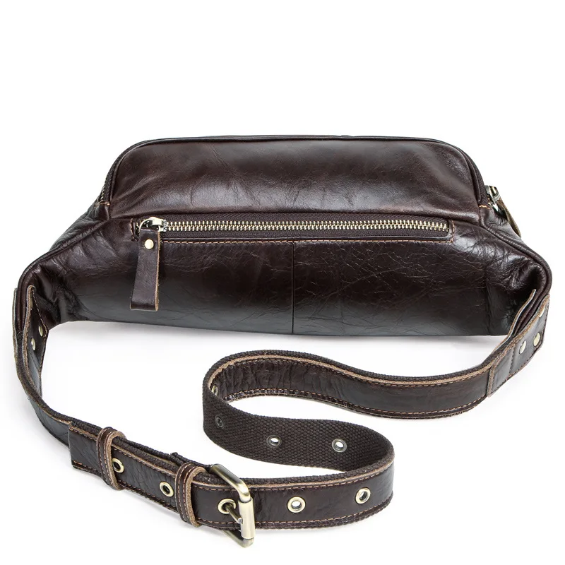 

HTS-MB130 Top layer cowhide fashion trend casual men's waist bag multifunctional men's sports portable model