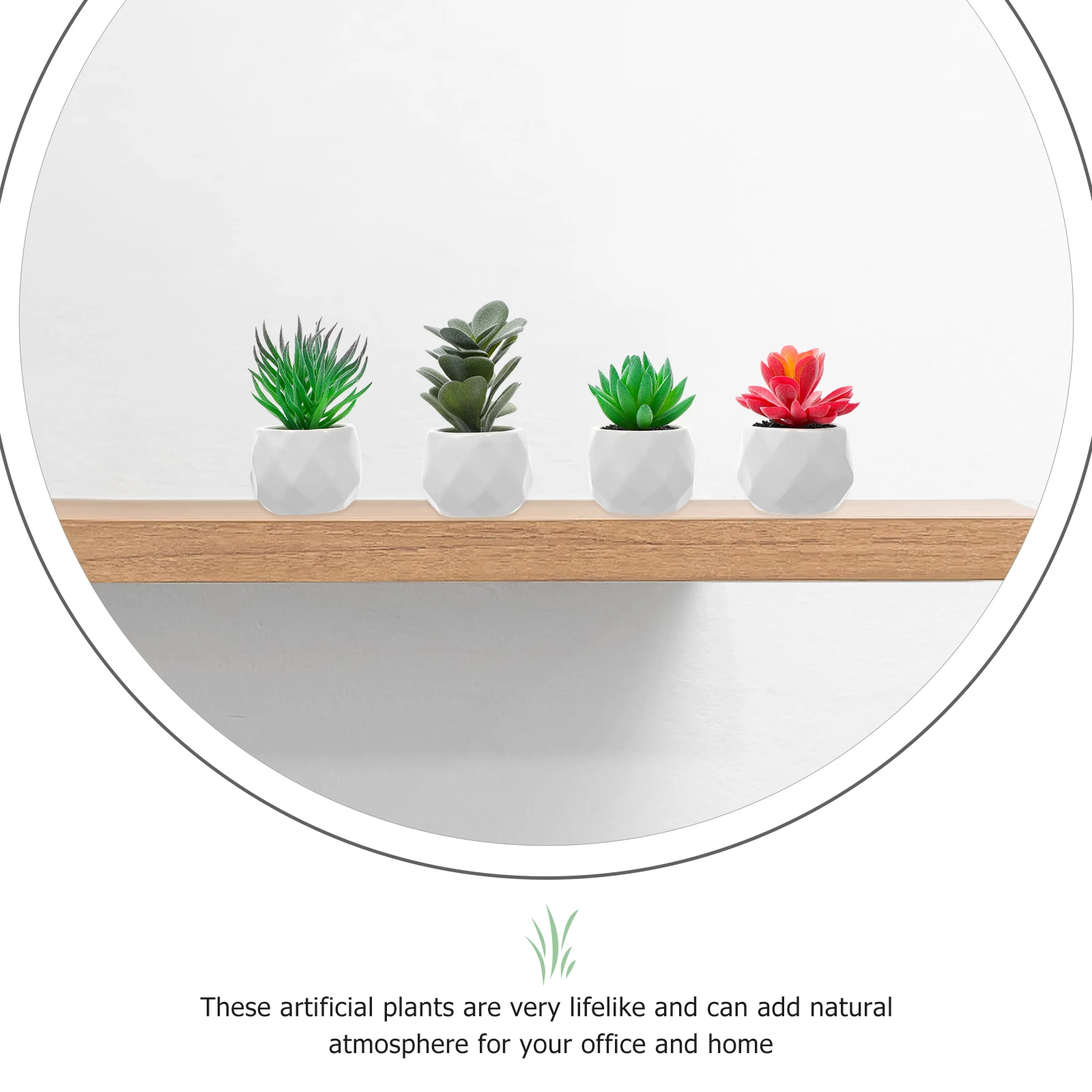 

4 Pcs Artificial Plants Fake Succulents Plastic Flowers for Home Office Decor Long Lasting Green Bonsai Simulated Desktop Plants