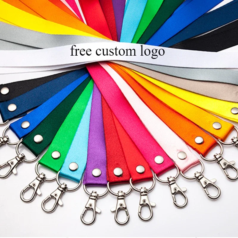 50PCS Thickened Lanyards 2cm witdth Free Custom Logo Metal Hook Personalized Neck Hanging Rope for Card Holder Key Chain Strap