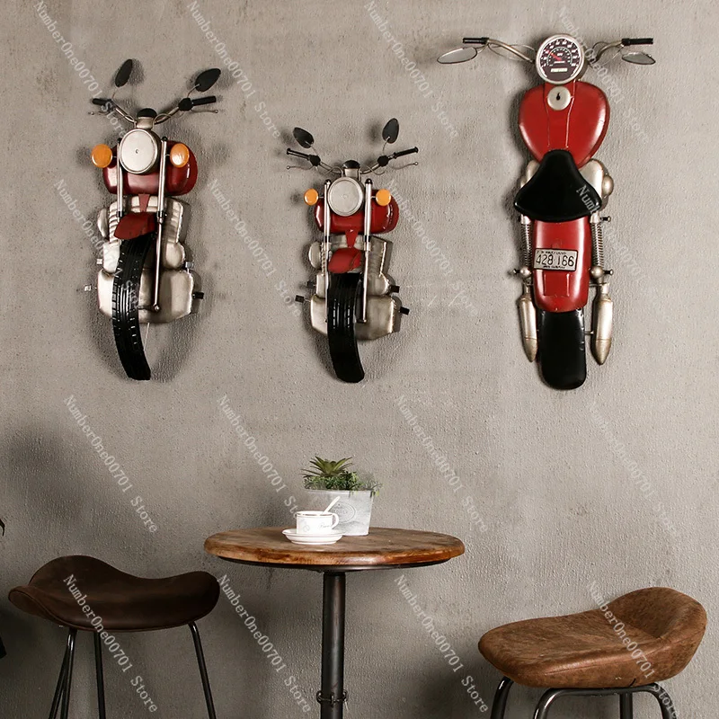 American Retro Motorcycle Metal Wall Sculpture  Bar & KTV Themed Metal 3D Vintage-Inspired Wall