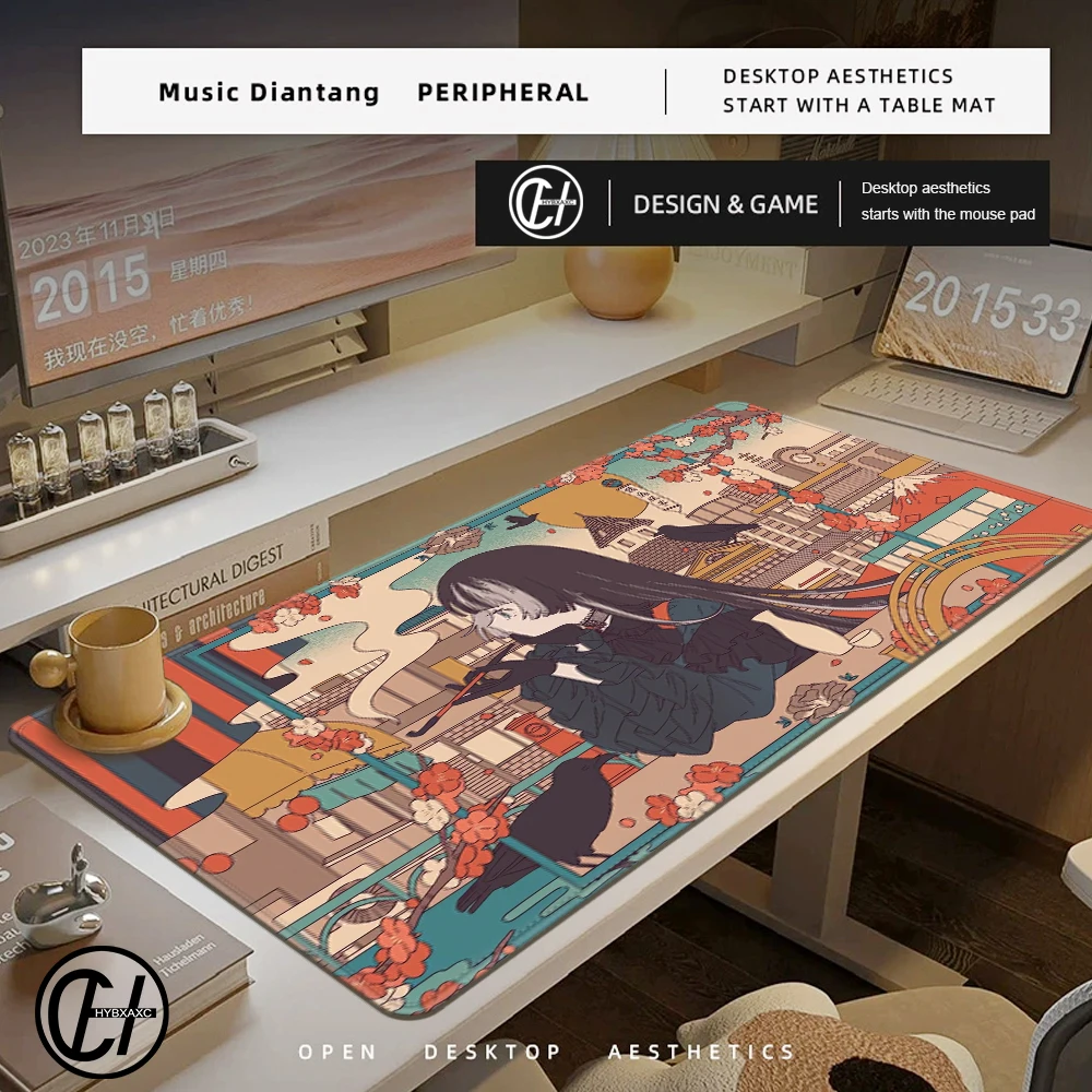 شعبية Virutal Idol J Kufuutei Raden المطاط ماوس الوسادة مع قفل حافة الألعاب اكسسوارات HD الطباعة حصيرة مكتبية طالب لوحة الكتابة #3