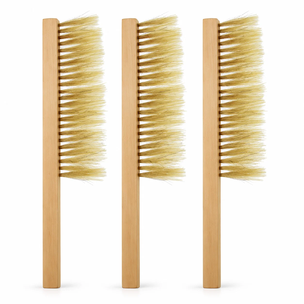 Three-Piece Brush Set for Beekeepers, Horsehair Brush with Wooden Handle, Beekeeping and Hive Maintenance Equipment