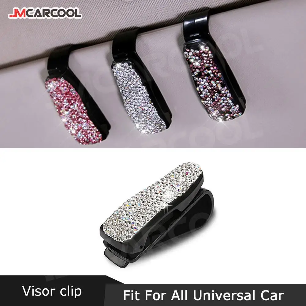 1PC Rhinestone Diamond Decoration Clip Sun Visor Glasses Bracket Bill Clip Portable Sunglasses Eyeglasses Car Interior Supplies