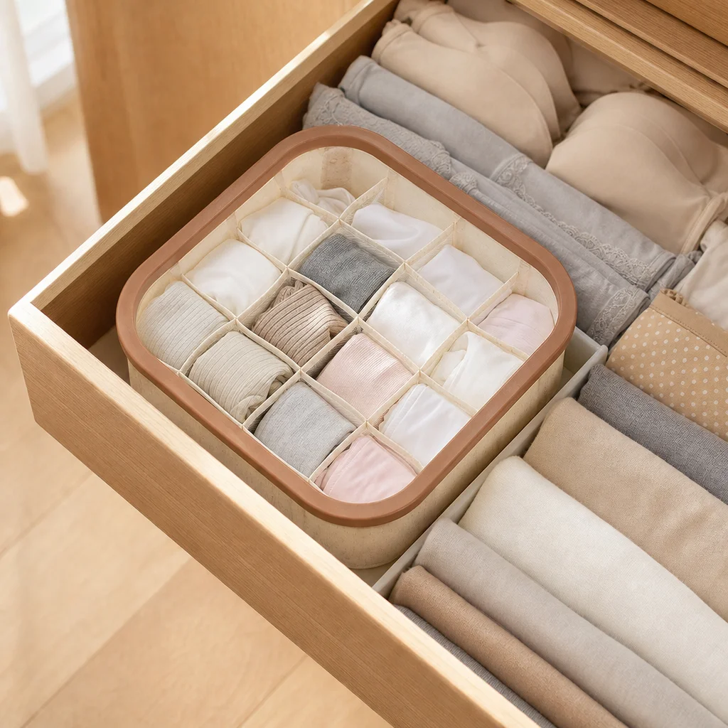 1pc Underwear Organizer Box Breathable Stackable Divider for Closet Dormitory Wardrobe Clothes Storage Container Durable