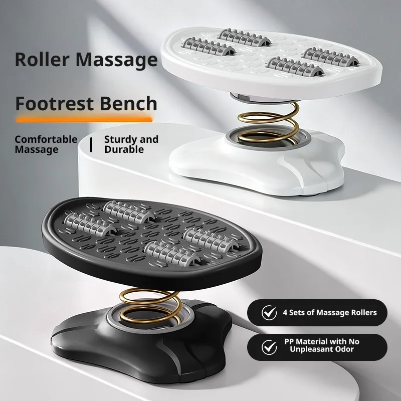 Spring Rocking Footrest with Massager Ergonomic Desk Leg Rest Rocker Balance Board Comfortable Foot Stool for Home Office