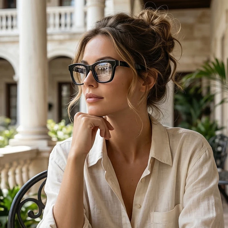 

New Fashion Handmade Acetate Glasses Frame Women High End Optical Myopia Reading Glasses Men Anti Blue Light Customized Eyeglass