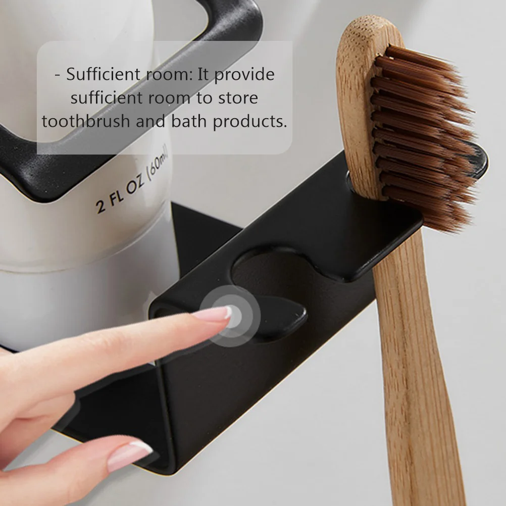 

1Pcs Stainless Steel Toothbrush Rack Wall Mounted Punch Free Toothbrush Organizer Shelf Bathroom Storage Space Saving
