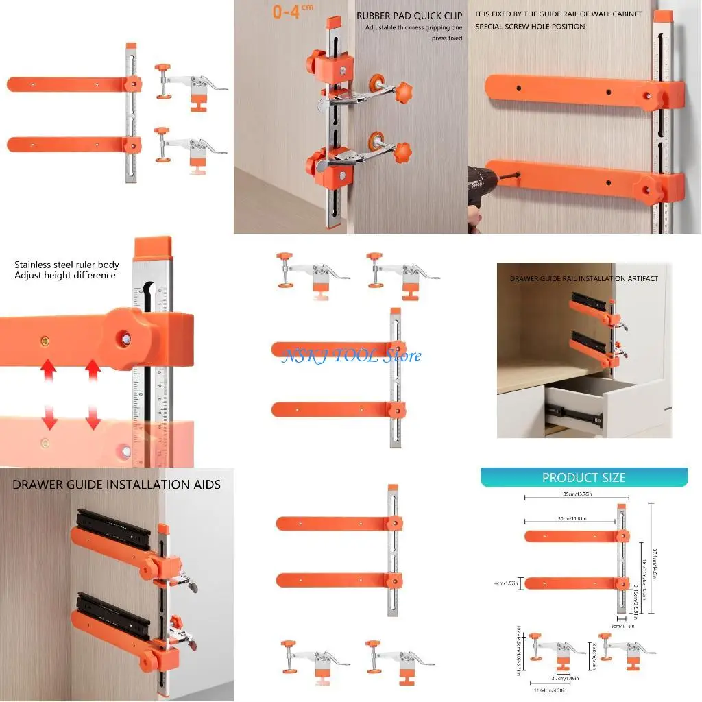 

L8RC Drawer Assistant Wardrobe Cabinet Quick Fixing Positioning Punching Installation Tool Adjustable Splicing