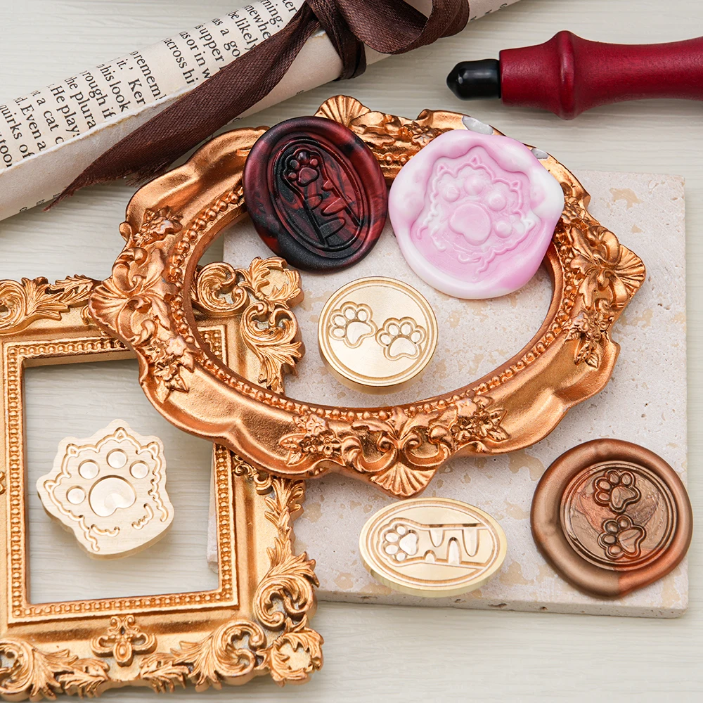 Cat Paw Wax Seal Stamp Kit with Assorted Wax Beads & Tools