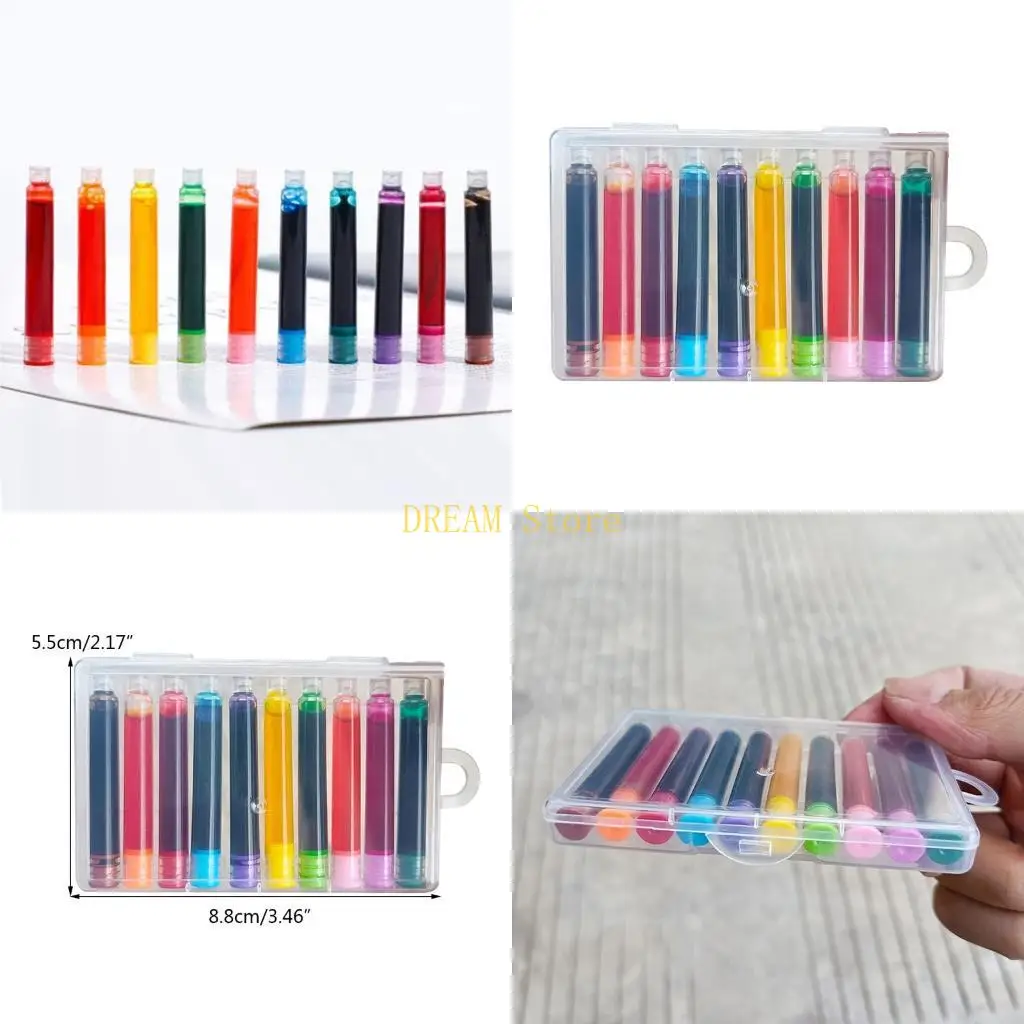 

10 Pcs Refill Cartridges for Fountain Pen Assorted Color for w/ Clear for Ca best sale