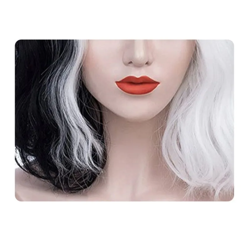 Lady Short Curly Hair Family Activity Play The Role Black and White Indirect Wig Concert Clothing Headwear Wave Waveform Wig