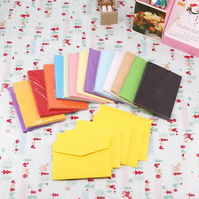 11.5x8.2cm Size 10pcs/pack Small Mini Paper Envelopes ID Card Packing Colorful Color Letter Envelope Blue Red Black Kraft