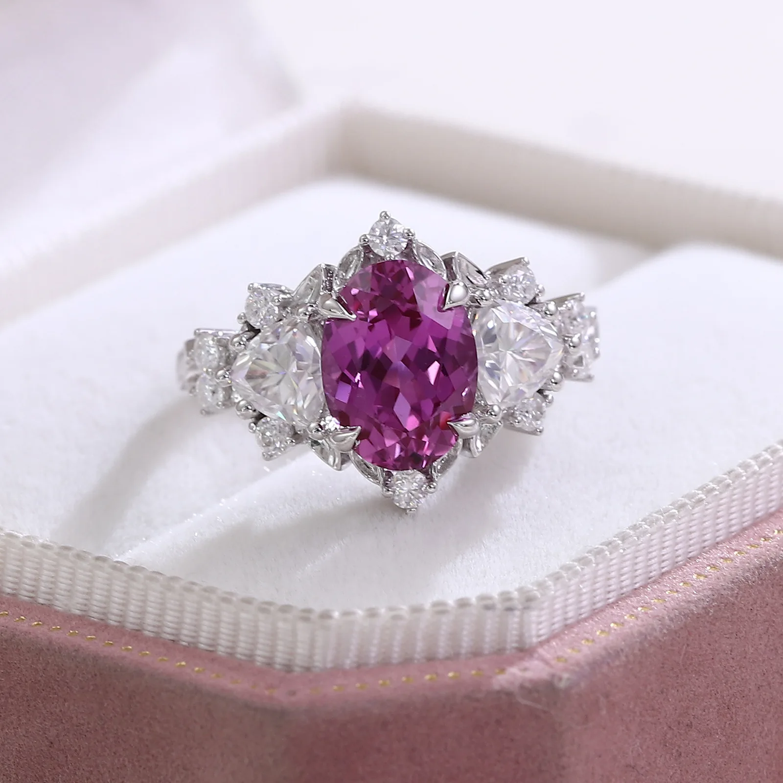 MUSHAN Custom Jewelry 10k 14k 18k Gold Platinum PT950 925 Silver Ring Lab Grown Dark Purple Stone Women 18K Gold Rings Jewelry
