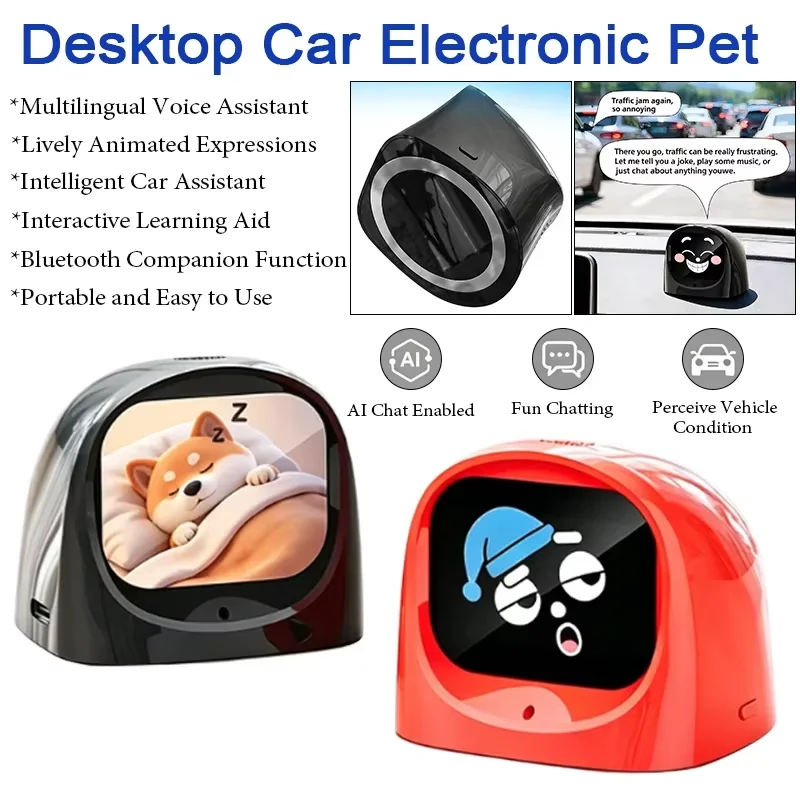 AI Intelligent Car Mounted Electronic Pet with Animated Expressions Multilingual Communication Smart Electronic Desktop Robot