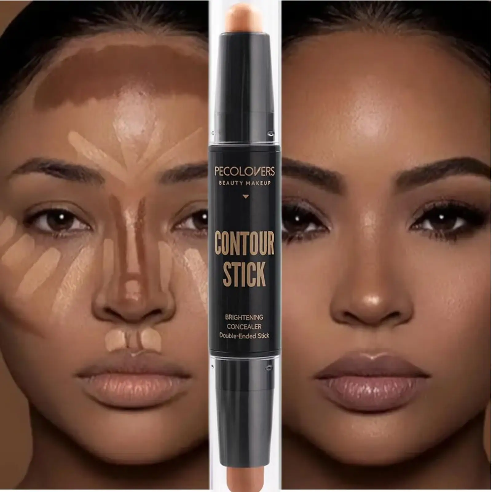 Double Head Contour Stick，Long Lasting Makeup ，Highlights&Contour&Concealer 3D Face Waterproof