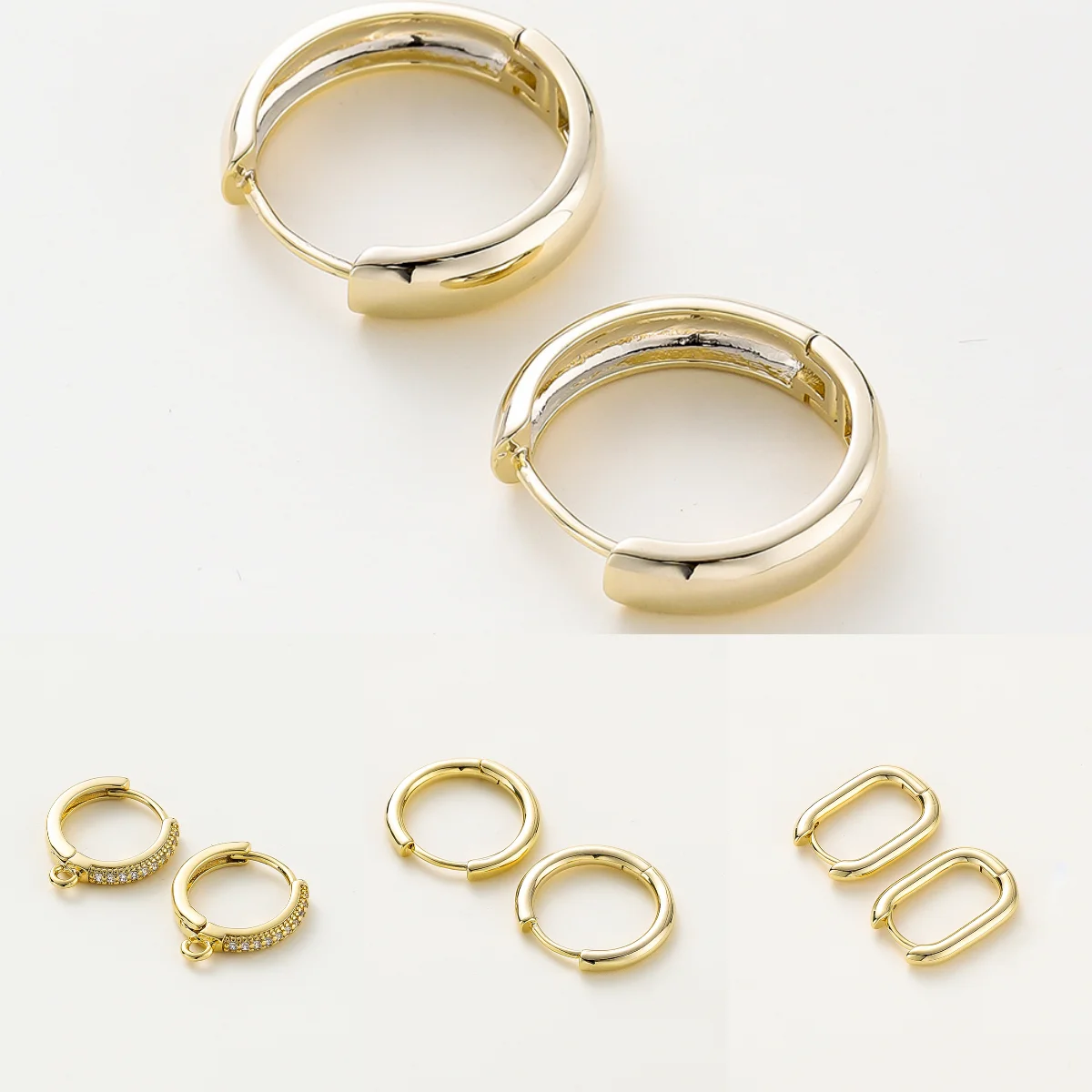 

2pcs/lot 14K Gold Plated Round Circle Gold Plated Hoop Earrings For Women Korean Fashion Ring Earrings Jewelry Accessories