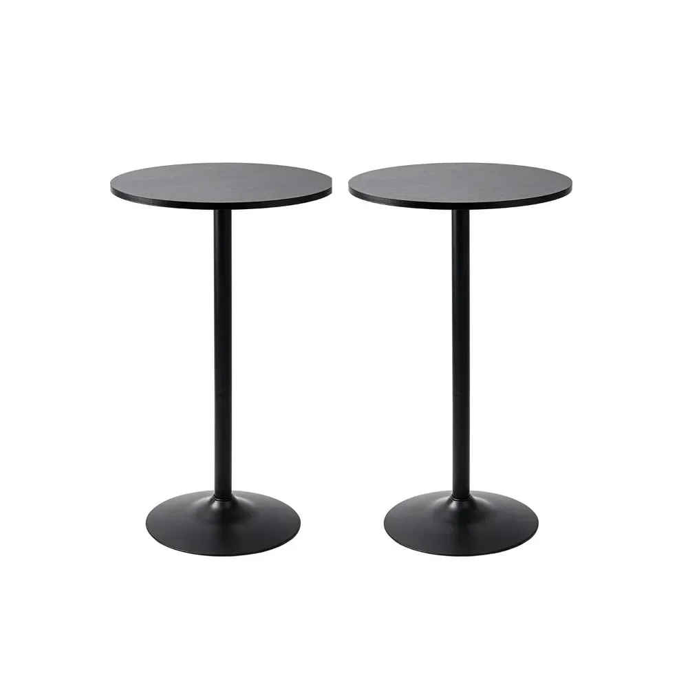 

2 Pack Round Bar and Pub Table, Black